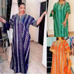 Middle East Striped Loose Robe African Dubai Arabic Satin Hot Drilling Stitching Abaya Buba Dress