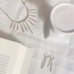 Double Drop Earrings In Silver Plate