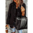 Long Sleeve Jeans Jacket Loose Fit Mid-Length Black