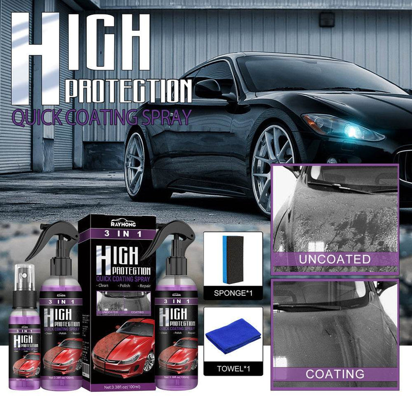 RAYHONG 3-in-1 High Protection Car Coating Spray - TikTok-Trending DIY Paint Protection - Quick Color Change, Cleaning & Shine - Universal For All Vehicles