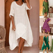 Women's Loose Casual Maxi Dress with Pocket – Cotton Linen Boho Long Dress