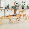 4in1 Montessori Climbing Frame Set: Triangle Ladder + Arch/Rocker + Slide Board/Ramp + Netting rope
