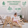 Ensemble d'escalade Montessori 4-en-1 : Triangle de Pikler, arche, planche à glisser et coussin pour les tout-petits (1–3 ans)