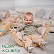 Ensemble d'escalade Montessori 4-en-1 : Triangle de Pikler, arche, planche à glisser et coussin pour les tout-petits (1–3 ans)