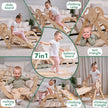 Ensemble d'escalade Montessori 4-en-1 : Triangle de Pikler, arche, planche à glisser et coussin pour les tout-petits (1–3 ans)