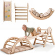 Ensemble d'escalade Montessori 4-en-1 : Triangle de Pikler, arche, planche à glisser et coussin pour les tout-petits (1–3 ans)