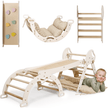Ensemble d'escalade Montessori 4-en-1 : Triangle de Pikler, arche, planche à glisser et coussin pour les tout-petits (1–3 ans)