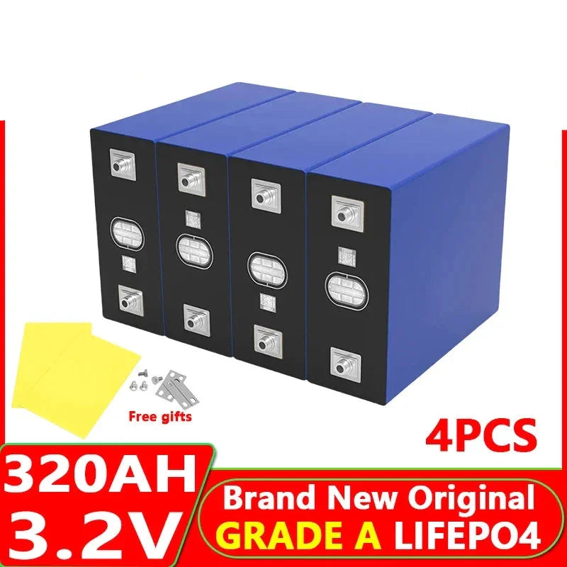 4pcs LiFePO4 32-320Ah Battery 3.2V -  12v/24v