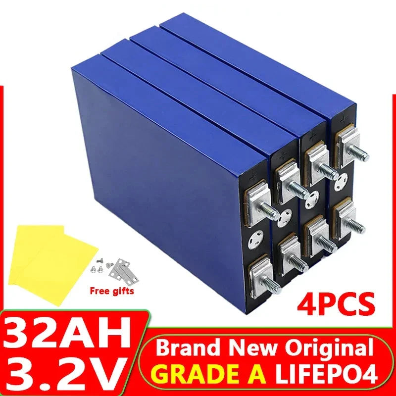 4pcs LiFePO4 32-320Ah Battery 3.2V -  12v/24v