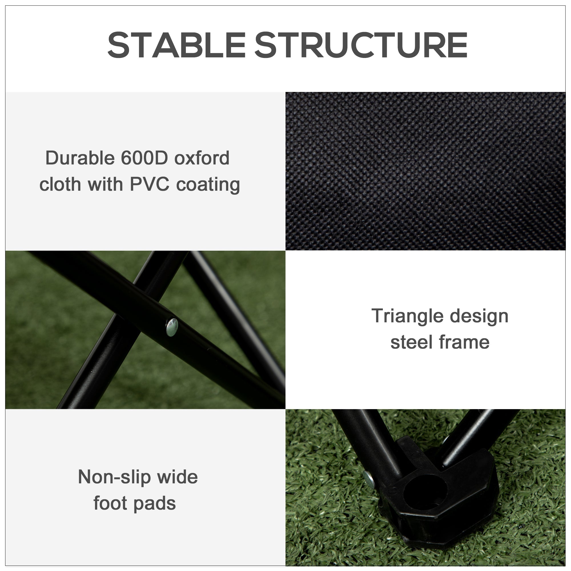Outsunny Folding Camping Chair Lightweight Portable Chair for Outdoor Hiking Backpacking with Carry Bag Side Pocket Black