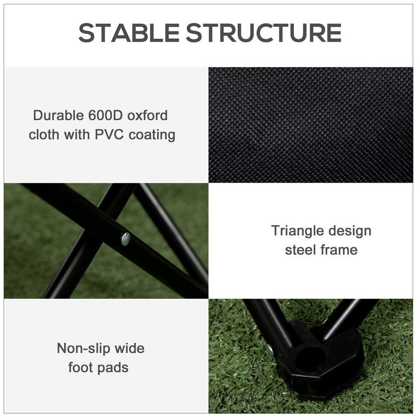 Outsunny Folding Camping Chair Lightweight Portable Chair for Outdoor Hiking Backpacking with Carry Bag Side Pocket Black