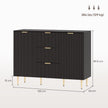 Ellis Modern Kitchen Buffet/Hallway Cabinet with 3 Drawers-Black