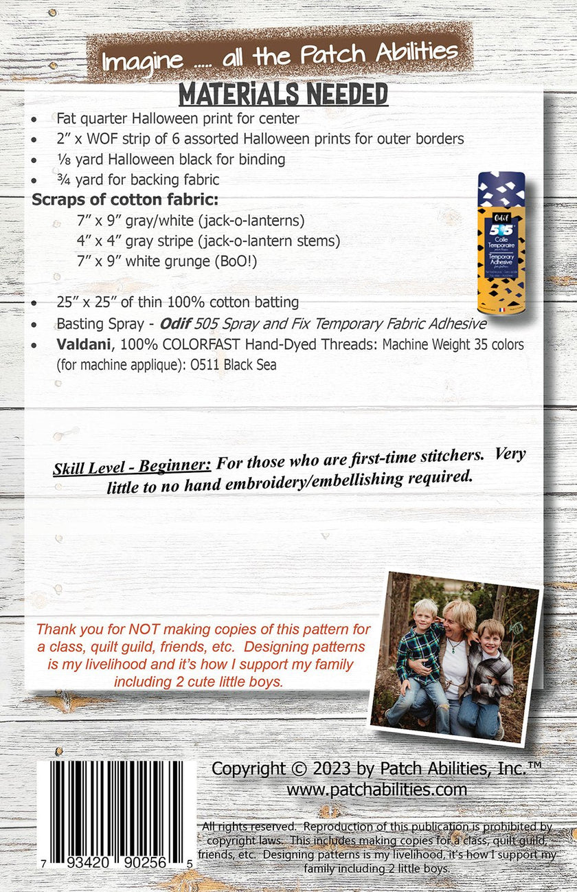 Patch Abilities - P313 - Boo Ya! Table Mat