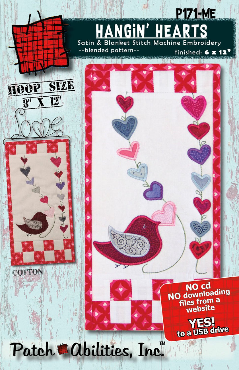 Patch Abilities - P171- Hangin' Hearts (Machine Embroidery)