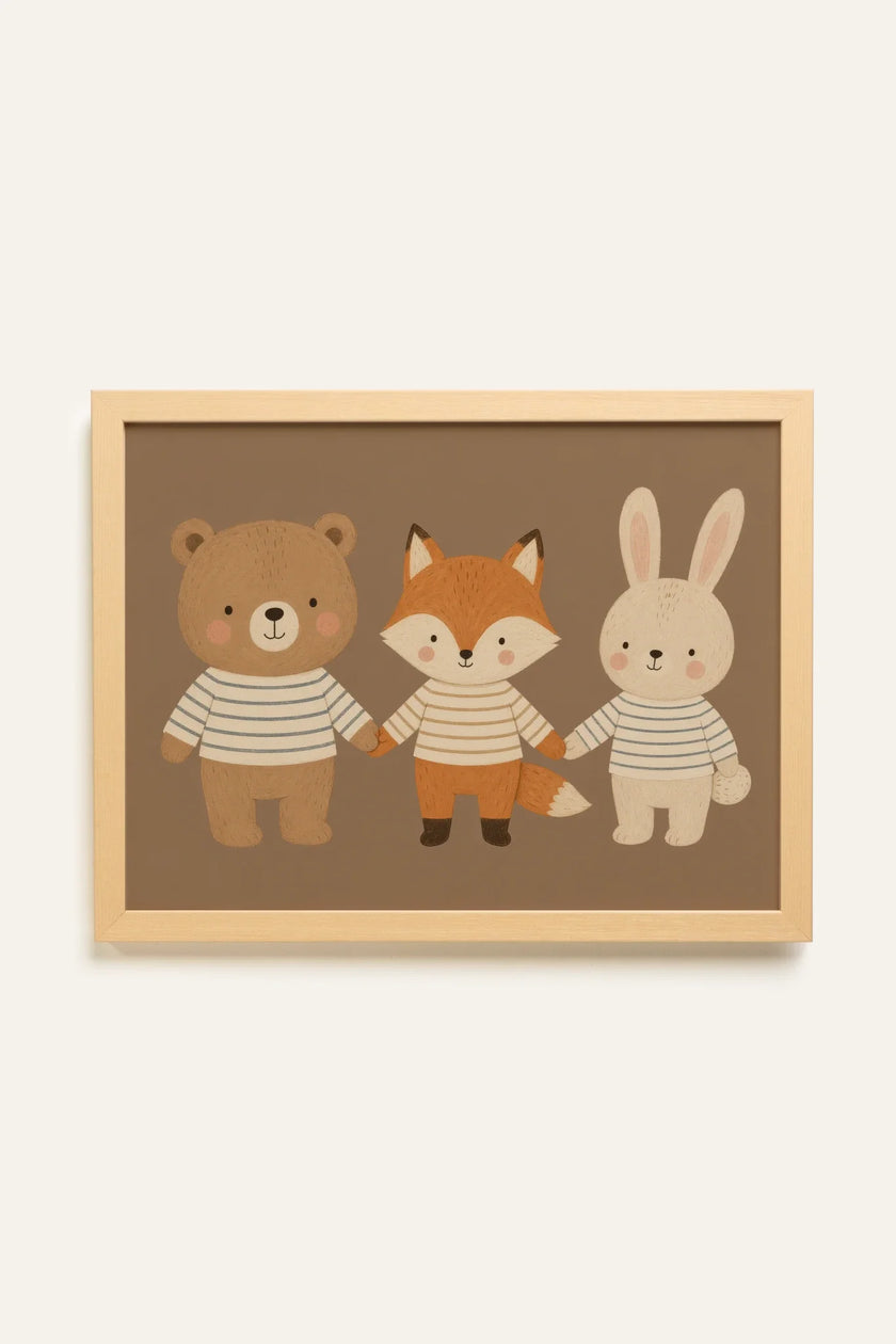 BEST FRIENDS TRIO, Oeuvre sur toile rigide, encadré Naturel Clair (collective)
