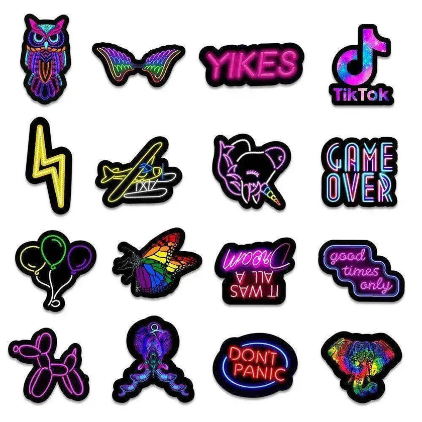 50 New Neon Stickers Car Trunk Phone Water Cup Decoration Stickers