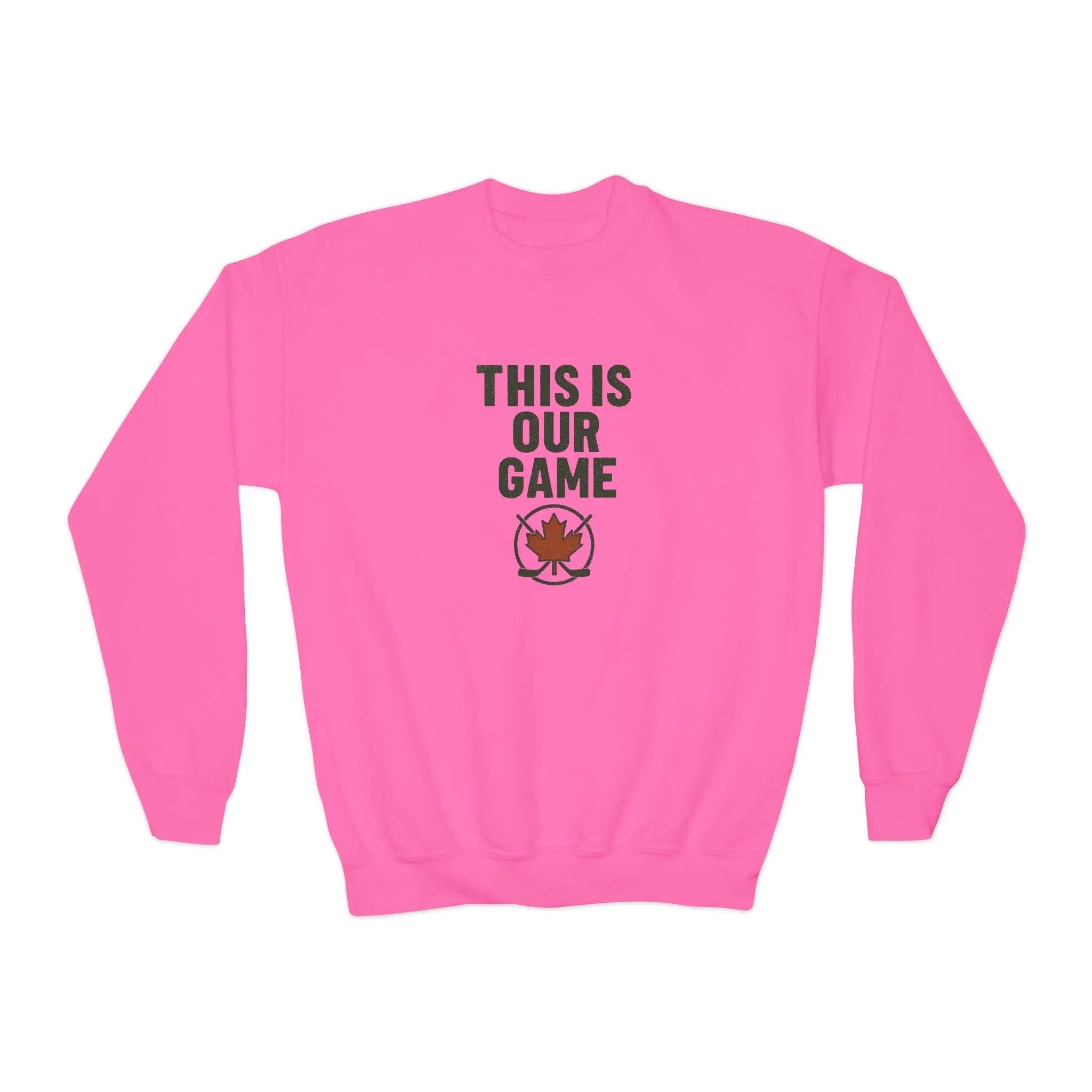 Maple Stick Youth Crewneck Sweatshirt – Our Game Sweater, Canadian Pride