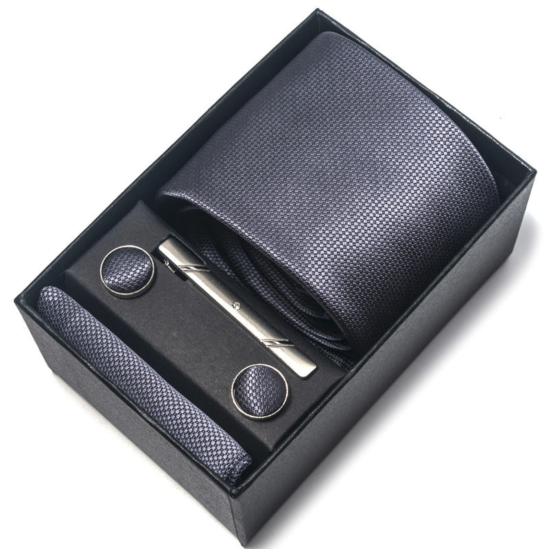 Men's Jacquard Woven Formal Tie Set – Rayon Arrow Necktie with Handkerchief, Tie Clip & Cufflinks | Canada & USA