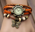 Cowhide winding bracelet watch