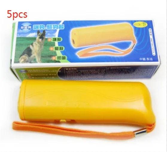 3-in-1 Anti Barking Dog Training Device – Ultrasonic Repeller & LED Flashlight (Black / Yellow)
