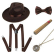 Party Men's Top Hat Pipe Pocket Watch Strap Tie Fake Cigar Set