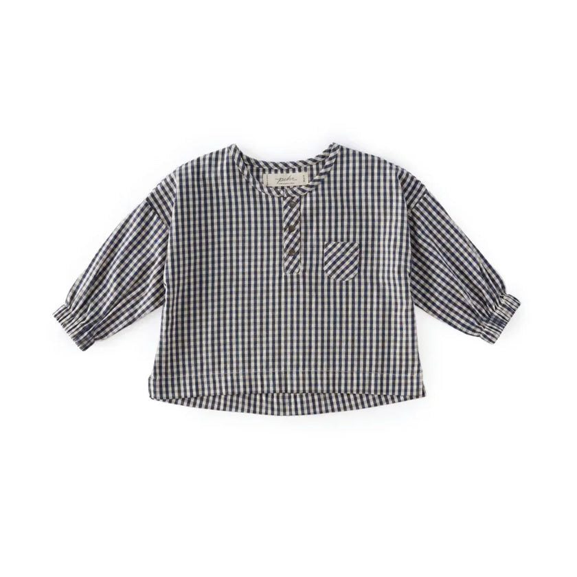 Gingham Long Sleeve Top | Indigo | Pehr