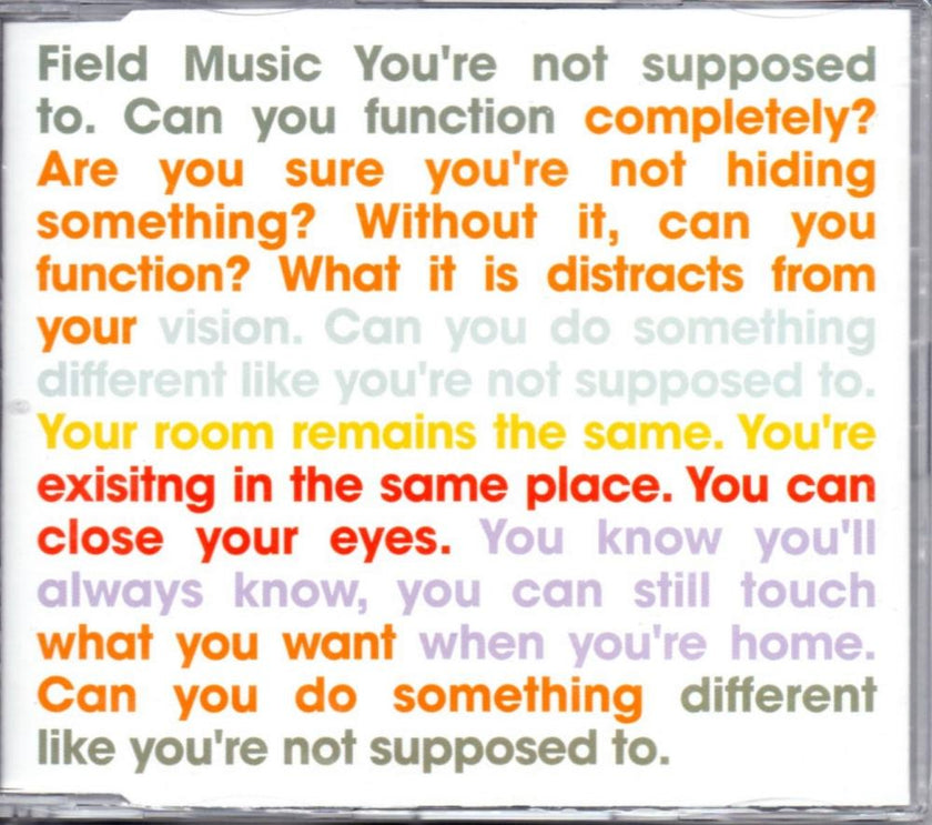 Field Music / You're Not Supposed To - CD Single