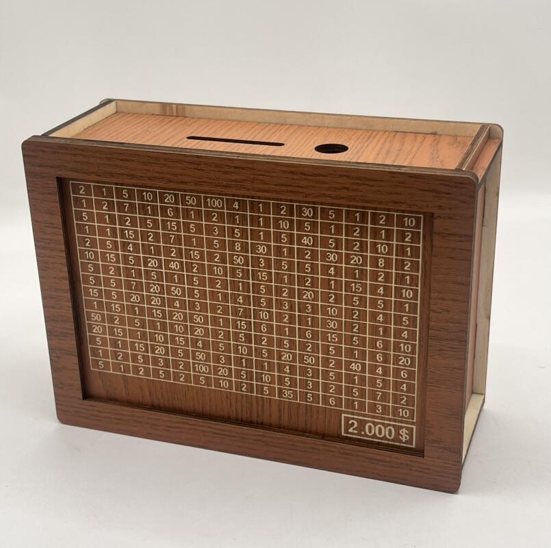Wooden Coin Bank with Denomination Slots – Piggy Bank (Small & Large)