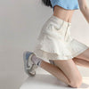 Women's White High Waist flared Mini  Denim Skirt golf skirt