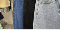 Casual Front Slit Dark Blue and Light Blue Denim Midi Skirt for women