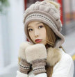 Women Cozy Knit Fleece-Feel Beanie With Ear Flaps Winter Hat Perfect For Skiing & Outdoor Activities