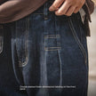 Vintage Denim Washed Elastic Waist Loose Jeans Cityboy Wide Leg Tapered Pants Men