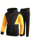 Casual Classic Plaid  Long Sleeve Sweatshirt Hoodie set Suit men