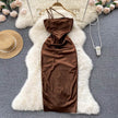 Elegant Women Sleeveless One shoulder Drawstring Satin Dress for Party, Wedding, Cocktail