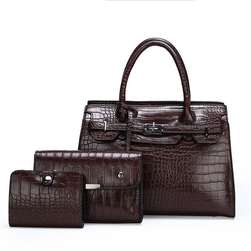 Crocodile Pattern New Fashion 3 in 1 cooperate Work leather Handbag
