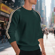 Mens Crew Neck Sweater – Striped Loose Pullover for Casual Wear
