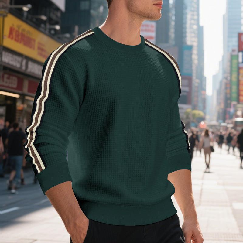 Mens Crew Neck Sweater – Striped Loose Pullover for Casual Wear