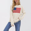 Women's Loose Round Neck Fashion Sweater | National Flag Print Knit Top