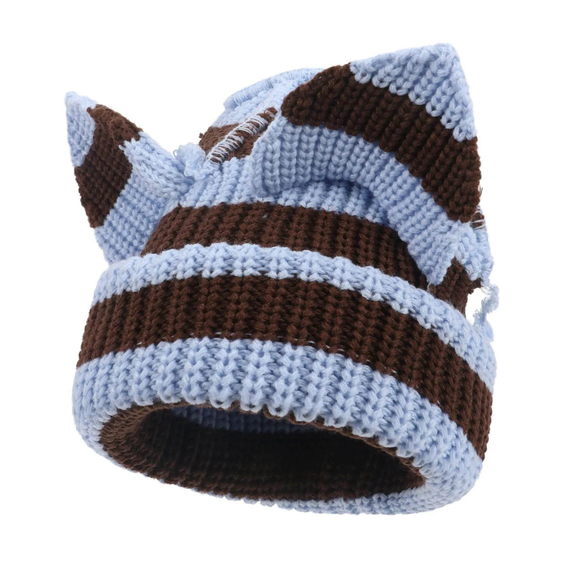 Devil Ears Thickened All Acrylic Knitted Beanie Hat