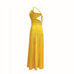 Elegant V Neck Summer Maxi Slit Dress Spaghetti Strap High Slit Long Dress