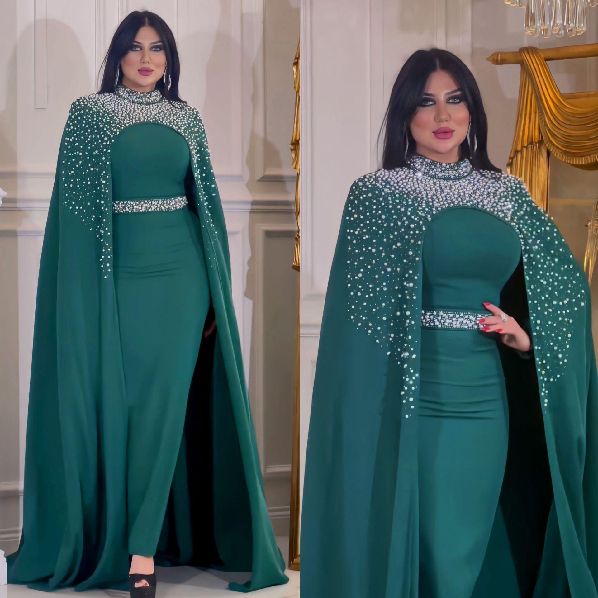 Middle East Muslim Rhinestone Beaded Heavy Industry Two-piece Suit Dress Robe