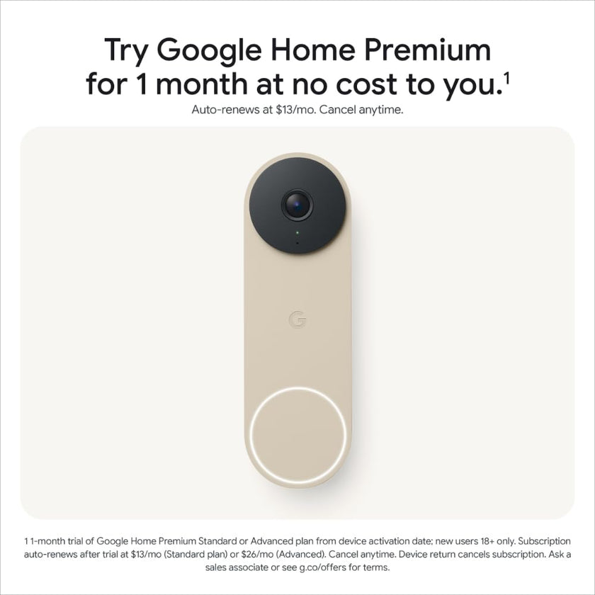 Google Nest Doorbell (Wired, 3rd gen)- 2K Video and Gemini - Linen 🍁 All In One Marketplace Canada