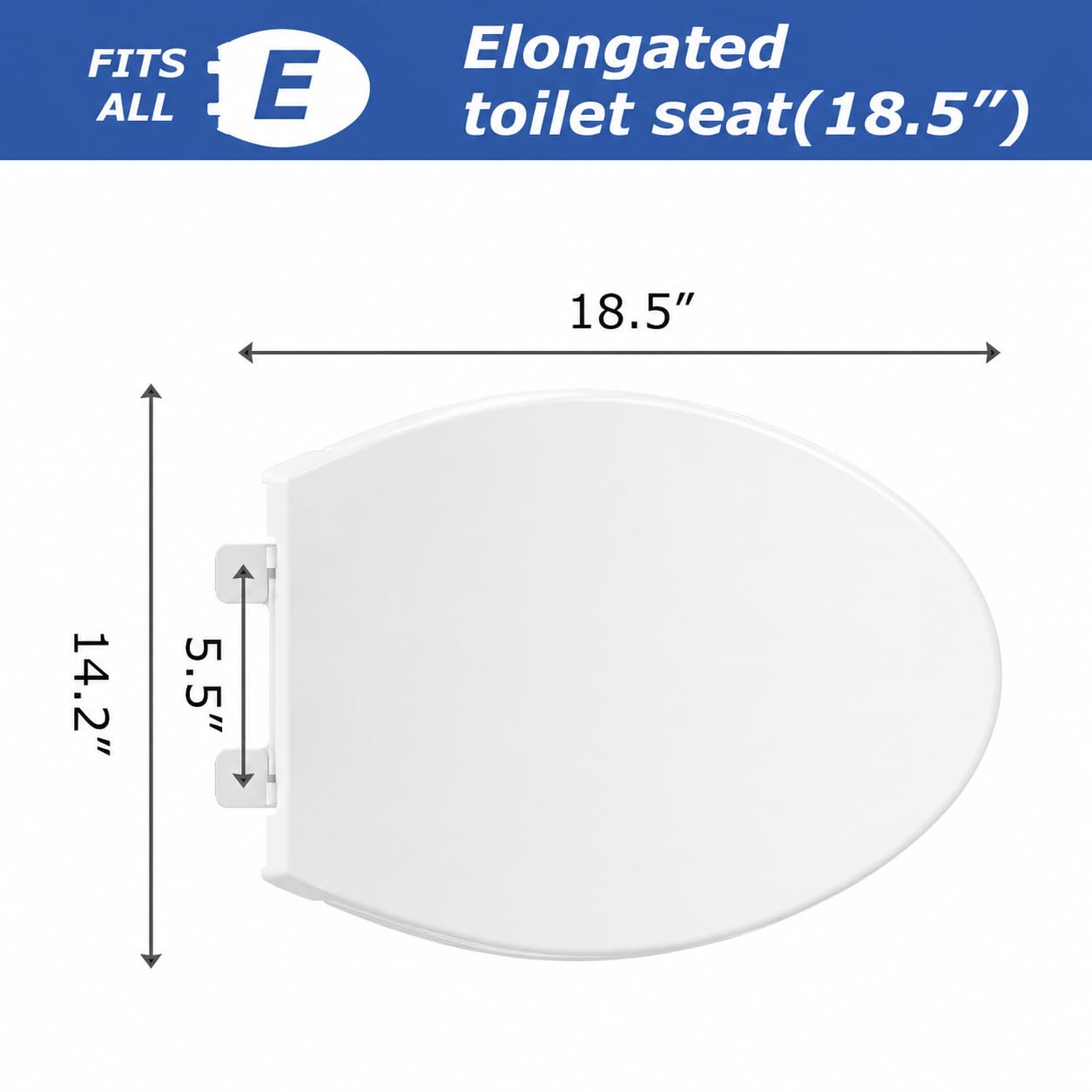 Elongated Toilet Seat, Not Round, Slow Close, White Plastic, 18.5” 🍁 All In One Marketplace Canada
