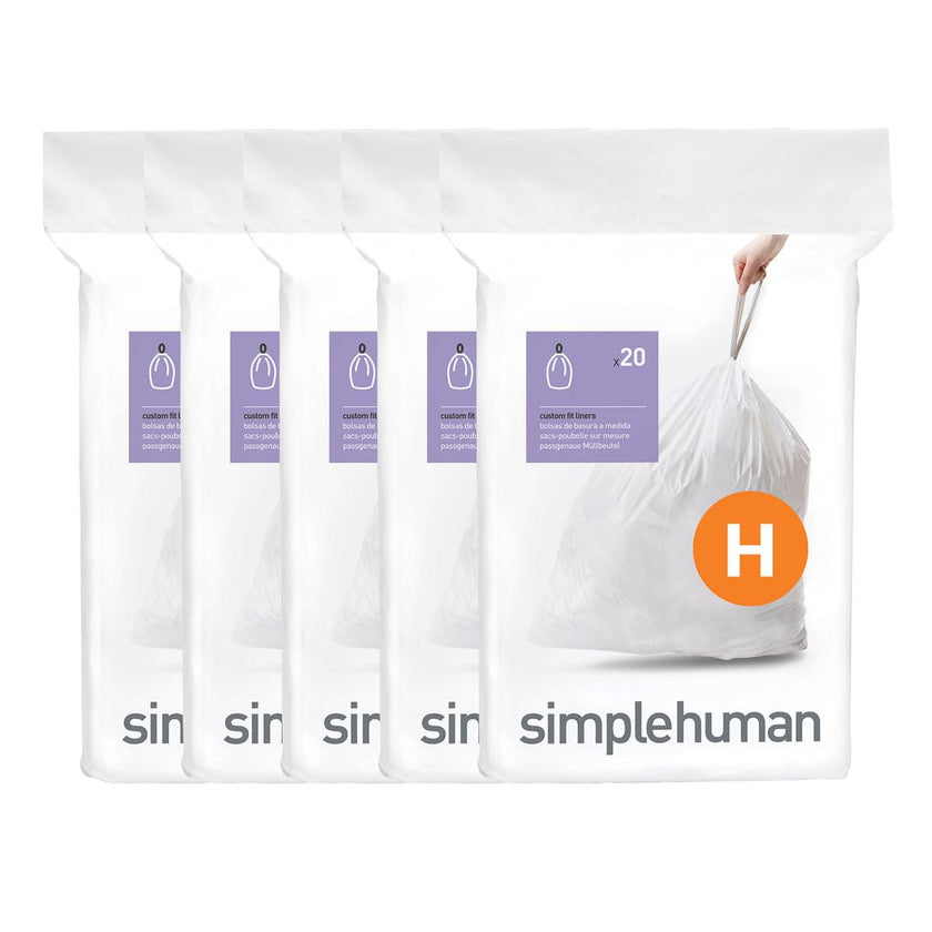 simplehuman Code H 100 Count, Dispenser Pack Custom Fit Liners, Drawstring Trash Bags, 30-35L / 8-9 Gallons, White 🍁 All In One Marketplace Canada