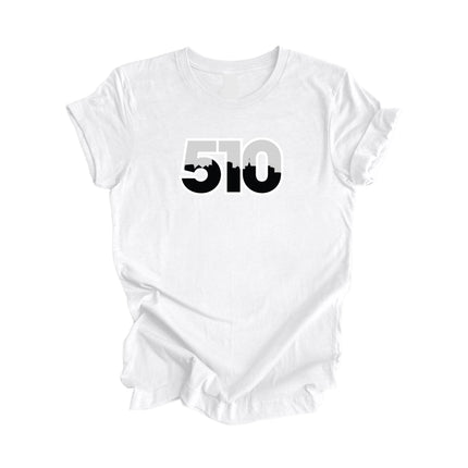 510 Oakland California USA Area Code City Skyline Gift - Unisex T-Shirt - Inspired X