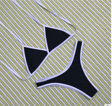 Women's Halter Triangle Bikini Set – Contrast Trim