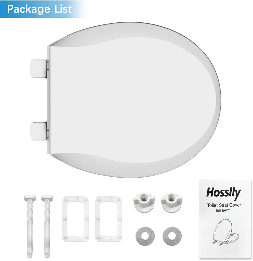 Soft Close Commercial Toilet Seat – 17 Round, Thickened White PP, Quiet Lid, Easy Install & Clean, Never Loosen, Restroom Grade, Fits Most Standard Toilets – Size: 17/19