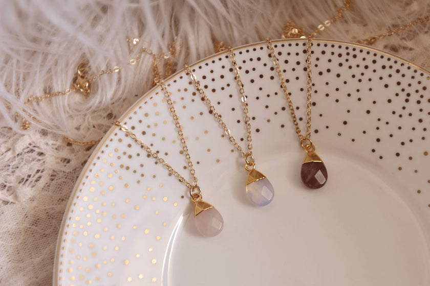 Amethyst Faceted Water Drop Necklace