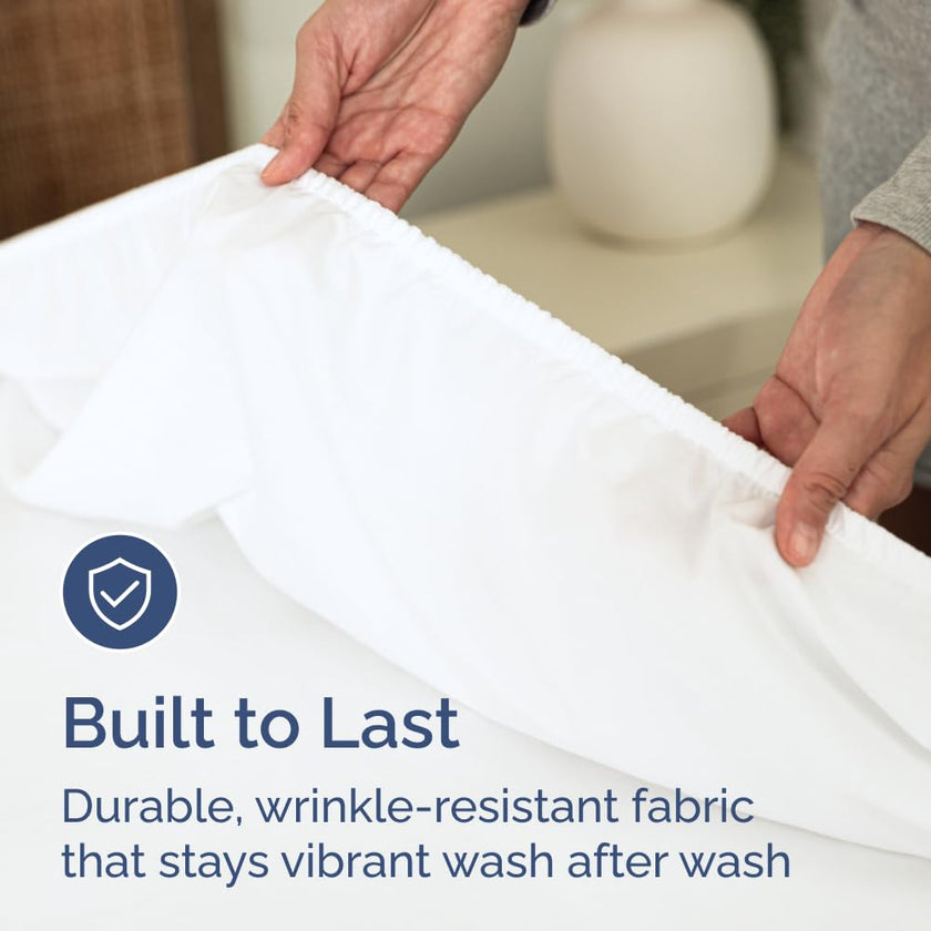 Full Size Fitted Bed Sheet - Hotel Luxury Single Fitted Sheet Only - Fits Mattress Up To 16 - Extra Soft, Wrinkle Free, Breathable & Cooling - Bottom Fitted Sheet - White Single Fitted Sheet Only 🍁 All In One Marketplace Canada