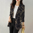 Women's Button Printed Long-sleeved Pocket Vintage Cotton And Linen jacket Blazer